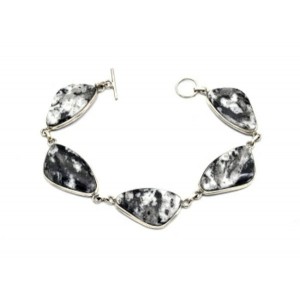 Браслет кварц с включениями турмалина шерл, 21см.