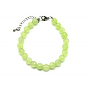 Браслет из кварца тонированного шарик гр.8мм цвет зеленый светлый, 19см