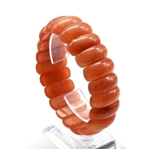 Браслет узкие выпуклые сегменты 25*10мм из кварца цвет рыжий
