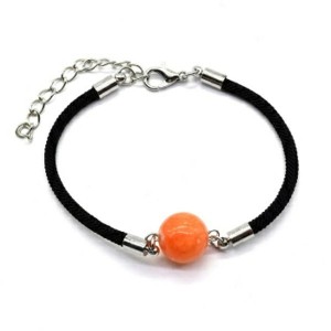 Браслет на шнурке с кварцем шарик 12мм цвет оранжевый, 18см
