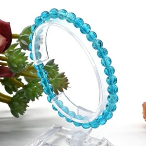 Браслет из кварца тонированного шарик 6мм цвет синий яркий, 16см (иск.)