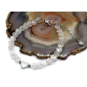 Браслет из розового кварца сердце 6*6мм, 17см