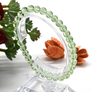 Браслет из кварца тонированного шарик 6мм цвет зеленый светлый, 16см (иск.)