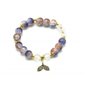 Браслет из сахарного кварца "Русалка" шарик 10мм, цвет фиолетово-оранжевый (иск.)