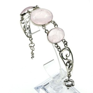 Браслет из розового кварца, 17см.