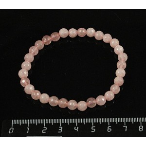 Браслет кварц розовый, шарик 6мм огранка на резинке