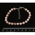 Браслет кварц розовый, шарик 6мм огранка, и гематит тонир., шарик 2мм огранка, на застежке