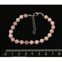 Браслет кварц розовый, шарик 6мм огранка, и гематит тонир., шарик 2мм огранка, на застежке