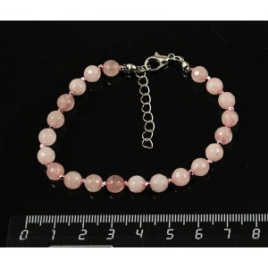 Браслет кварц розовый, шарик 6мм огранка, и гематит тонир., шарик 2мм огранка, на застежке
