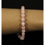 Браслет кварц розовый, шарик 6мм огранка, и гематит тонир., шарик 2мм огранка, на застежке