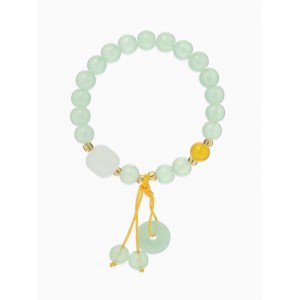 Браслет-оберег «Нефрит» кварц, №8, d=6 см, зелёный