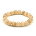 Браслет из кошачьего глаза (синт.) шарик 8мм цвет кремовый, 15см (иск.)