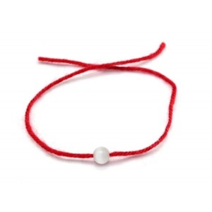 Браслет красная нить с улекситом (кошачий глаз), шарик 6мм, 33см. (иск.)