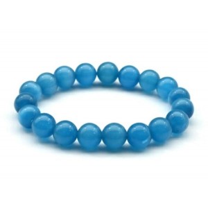 Браслет из кошачьего глаза (синт.) шарик 8мм цвет лазурный, 15см (иск.)