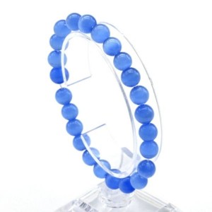Браслет из кошачьего глаза (синт.) шарик 8мм цвет васильковый, 15см (иск.)