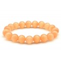 Браслет шарик 10мм из кошачьего глаза (синт.) цвет персиковый, 15см (иск.)