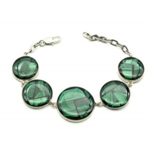 Браслет "Мозаика" из малахита, 17 см.