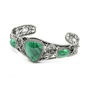 Браслет малахит, 23 см.