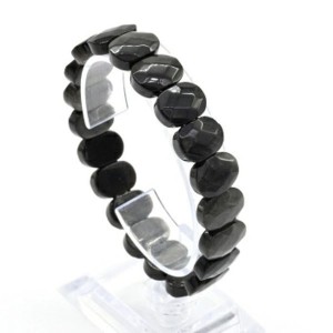 Браслет граненый 14*7мм из обсидиана седого