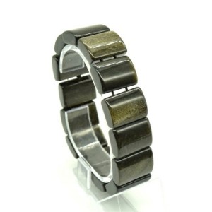 Браслет мужской из обсидиана радужного, прямоугольник 20*15мм