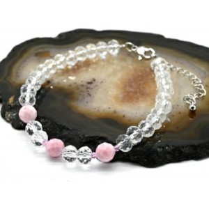Браслет из циркона с опалом розовым рондель гр.6*5мм, 18см (иск.)