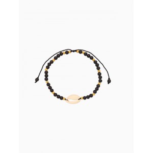 Браслет «Моана», длина 16 см, камень пирит, чёрный