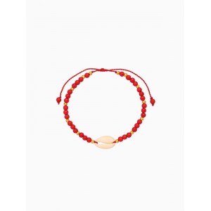Браслет «Моана», длина 16 см, камень пирит, красный