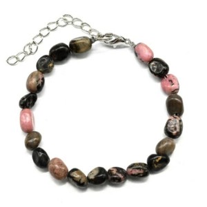 Браслет из родонита галтовка 7*9мм, 18см.
