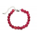 Браслет с шариками кальцита 8мм с замком, цвет рубин, 19см