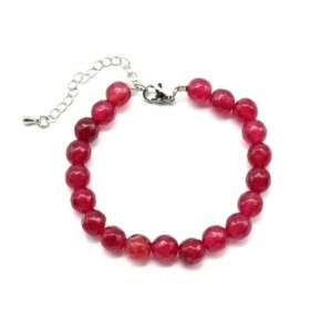 Браслет с шариками кальцита 8мм с замком, цвет рубин, 19см