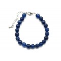 Браслет с шариками кальцита 8мм с замком, цвет сапфир, 19см