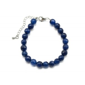 Браслет с шариками кальцита 8мм с замком, цвет сапфир, 19см Браслет с шариками кальцита 8мм с замком, цвет сапфир, 19см