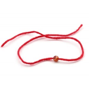 Браслет карасная нить с сердоликом "Овен" шарик 6мм, 33см