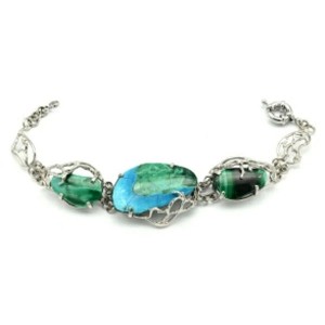 Браслет хризоколла с малахитом, 18см.