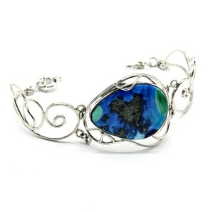 Браслет хризоколла с малахитом, 19,5см.