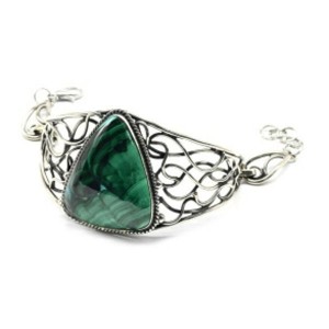 Браслет малахит с хризоколлой, 17,5см.