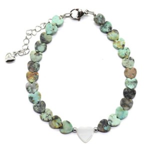 Браслет из хризоколлы сердце 6*6мм, 17см