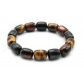 Браслет из Тигрового, Бычьего, Соколиного глаза бочонок 10*14мм, 37,2г