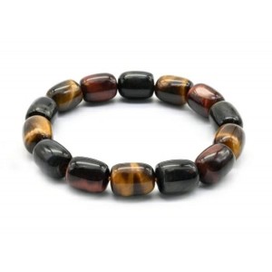 Браслет из Тигрового, Бычьего, Соколиного глаза бочонок 10*14мм, 37,2г