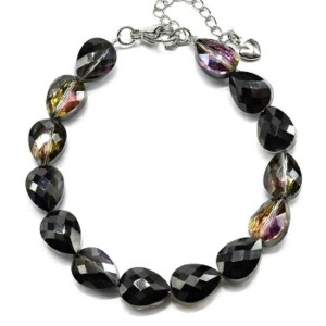 Браслет из циркона капля 9*12мм цвет турмалин, 18см (иск.)