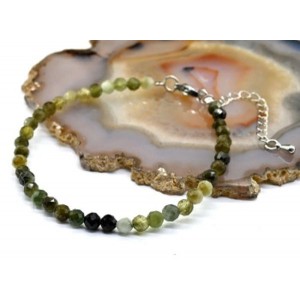 Браслет из турмалина зеленого шарик гр.4мм, 18см