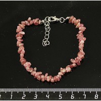 Браслет турмалин розовый, галтовка, на застежке