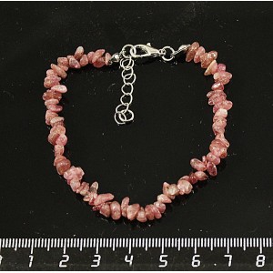 Браслет турмалин розовый, галтовка, на застежке