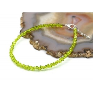 Браслет из циркона огранка 3мм цвет хризолит, 18см (иск.)