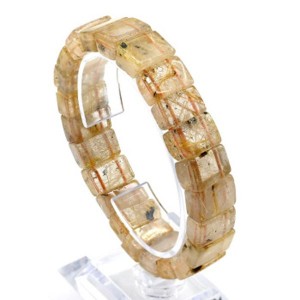 Браслет из Рутилового кварца (волосатик золотой) прямоугольник 14*10мм, 17см, 49,7г