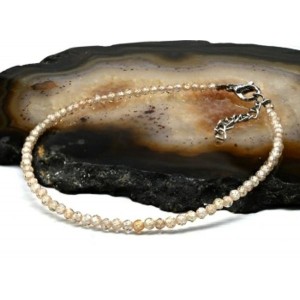 Браслет из фианитов шарик гр.2мм цвет персиковый, 17см (иск.)