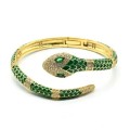 Браслет Змея с эмалью и фианитами цвет зеленый, 16см (иск.)
