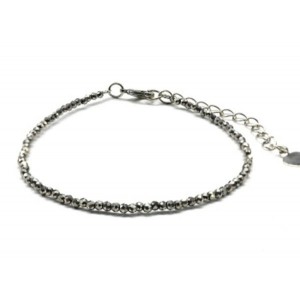 Браслет из циркона шарик гр.2мм цвет серебристый, 19см (иск.)