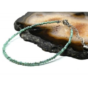 Браслет из циркона шарик гр.2мм цвет зеленый, 19см (иск.)