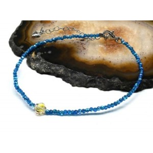 Браслет на ногу из циркона шарик гр.2мм, цвет синий яркий, 21см (иск.)